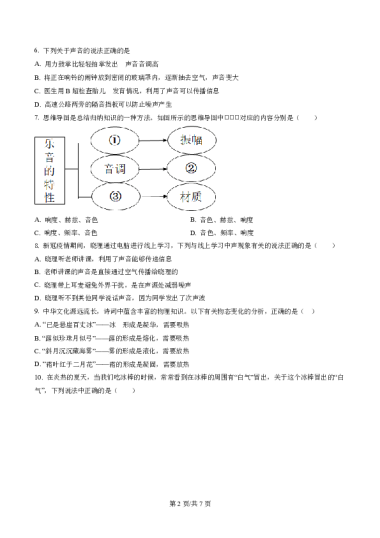 精品解析：湖南省长沙市2021-2022学年八年级上学期期中物理试题（原卷版）