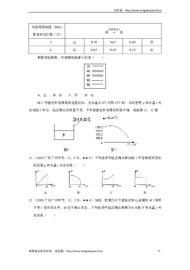 2020年广州市初中学业水平考试物理