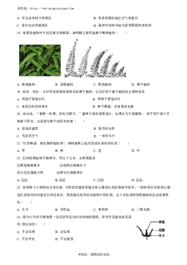 湘郡未来实验学校2022-2023学年七年级上学期第三次月考生物试题