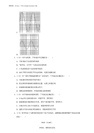 【物理含答案】2020-2021：雅礼实验中学、西雅中学八年级下学期入学物理试卷