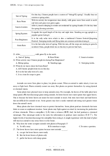2023年雅礼教育集团中考一模英语试卷（含答案）